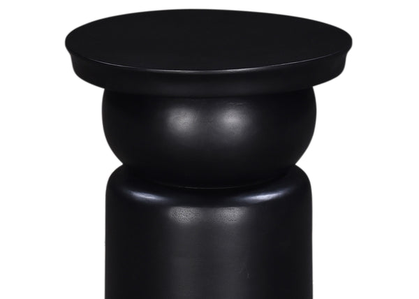 English Elm Luxurious Brown Wood Round Pedestal Side Table in Black Finish — Sculpted Mango Wood Accent, Sturdy 18 B2741P285780