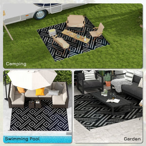 English Elm Outsunny Reversible Polypropylene Outdoor Rug Waterproof Geometric Patio Camping Mat W2225P174548