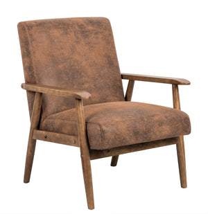 English Elm 25.38'' 25.38" Wide Classic Mid-Century Modern Arm Chair with Solid Wood Arms, Plush Foam & Microfiber Finish Light Brown B2735P271017