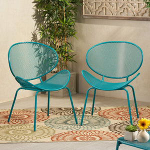 English Elm Christopher Knight Home® - ELBA Modern Iron Dining Chair with Slim Profile and Comfortable Seat — Durable, Stylish Accent Seating Teal 65203.00T
