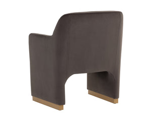Sunpan Jaime Dining Armchair - Luxurious Gold Base, Moisture-Repellent Fabric, Perfect for Stylish Spaces Meg Ash
