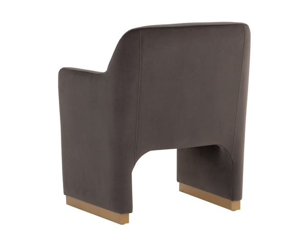 Sunpan Jaime Dining Armchair - Luxurious Gold Base, Moisture-Repellent Fabric, Perfect for Stylish Spaces Meg Ash