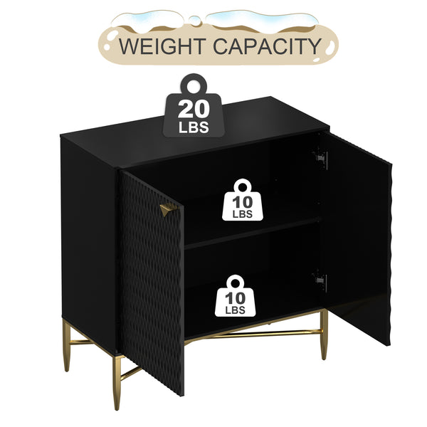 English Elm Modern Tapered Leg 7-Drawer Freestanding Cabinet with Gold Pulls and Heavy-Duty 120lb Drawers for Storage Black 36.8 L x 18.5 W x 8.85 H T3609P352397