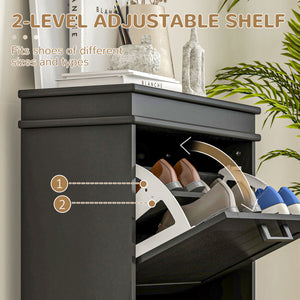English Elm Homcom Slim Shoe Cabinet For Entryway – Stylish 10-Pair Storage With Adjustable Shelves & Safety Features W2225P229388