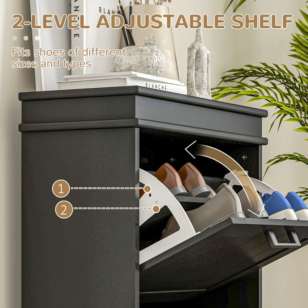 English Elm Homcom Slim Shoe Cabinet For Entryway – Stylish 10-Pair Storage With Adjustable Shelves & Safety Features W2225P229388