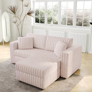 English Elm 75.6"Soft Modular 2-Person Sofa with Hidden-Zipper Washable Cushions & Hydraulic Storage Lift System Light Pink W1767S00017