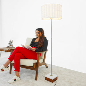 English Elm Ashcroft Furniture - Minimalist Floor Lamp - Sleek Slim Design With Neutral Shade For Modern Living Room & Bedroom Ambiance B183P315095