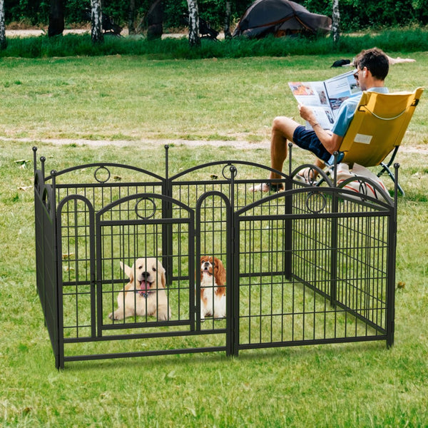 English Elm Dog Playpen 8 Panel Heavy Duty Iron Pet Enclosure Foldable Indoor Outdoor Exercise Pen Black W368P233996