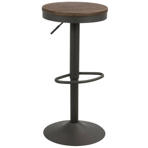 English Elm Dakota Industrial Adjustable Barstool Set Of 2 - Stylish Brown & Grey Swivel Stools For Modern Spaces B202P222405