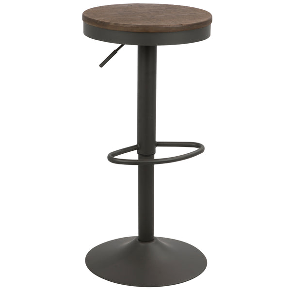 English Elm Dakota Industrial Adjustable Barstool Set Of 2 - Stylish Brown & Grey Swivel Stools For Modern Spaces B202P222405