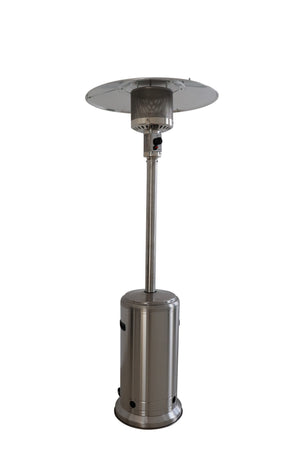 English Elm 46,000 BTU Standing Patio Heater Steel Gray – 14ft Radius, 200 sqft Heat, Quiet, Tip-Off Safety, Wheels B120P218102