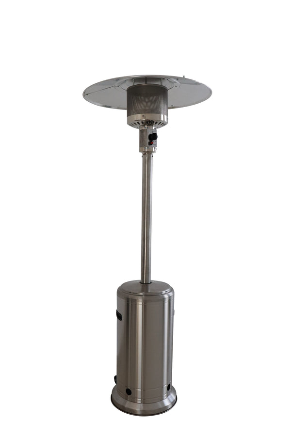 English Elm 46,000 BTU Standing Patio Heater Steel Gray – 14ft Radius, 200 sqft Heat, Quiet, Tip-Off Safety, Wheels B120P218102