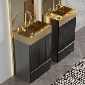 English Elm Gada 20" Modern Black Bathroom Vanity With Gold Stainless Steel Sink & Storage For Compact Spaces W1865S00094
