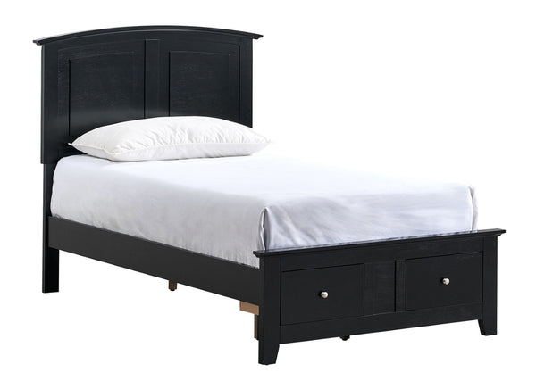 English Elm Hammond Farmhouse Twin Storage Bed with Panel Headboard and Two Under Drawer Black B078S00678