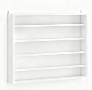 English Elm Wall-mounted Shadow Box Cabinet with Glass Doors and Five Adjustable Shelves White T3971P412868