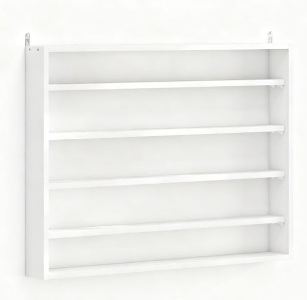 English Elm Wall-mounted Shadow Box Cabinet with Glass Doors and Five Adjustable Shelves White T3971P412868