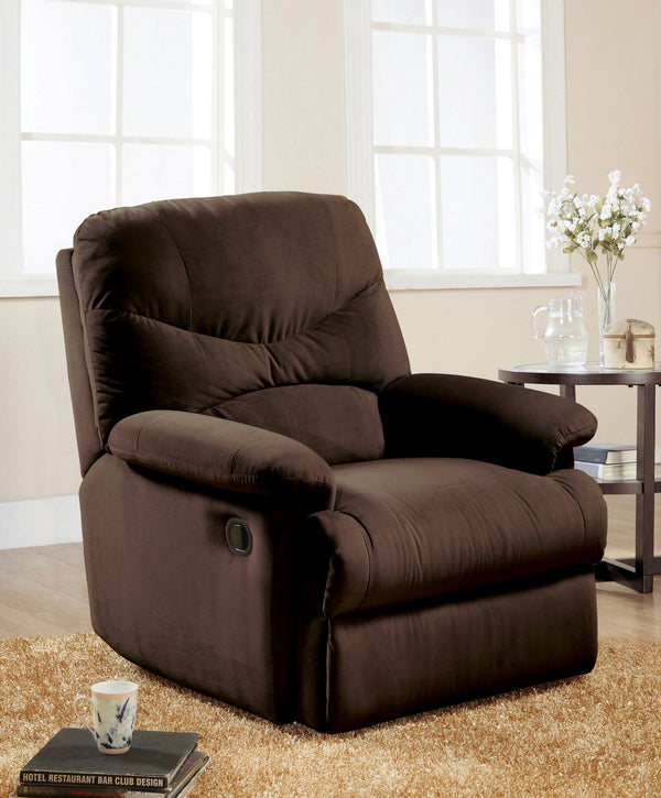 English Elm Arcadia Plush Microfiber Motion Recliner with Pillow-Top Arms, Smooth Latch Mechanism for Relaxation Chocolate 32 L x 31 W x 27 H B2726P256681