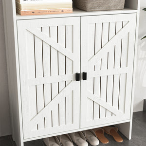 English Elm Modern Six-Drawer MDF Cabinet with Rounded Metal Corners, Smooth Glides & Sleek Minimalist Style White W3226P279089