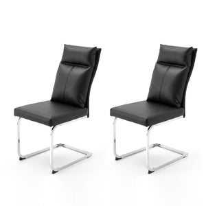 English Elm Dining Chair Set of 2 Faux Leather Chrome Base Ergonomic Contemporary Kitchen Seating Black W3851P453162