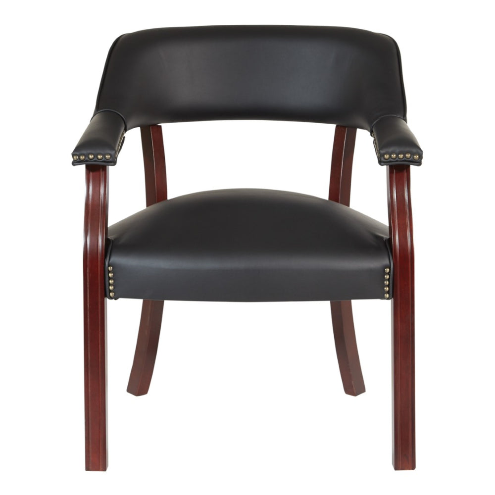 OSP Home Furnishings Traditional Guest Chair with Brass Nailhead Trim and Mahogany Frame for Office Use TV230-3