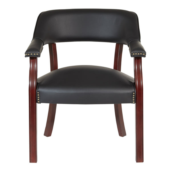 OSP Home Furnishings Traditional Guest Chair with Brass Nailhead Trim and Mahogany Frame for Office Use TV230-3