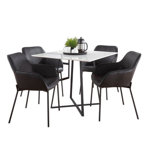 English Elm Cosmo-Daniella Black 5-Piece Square Dining Set – White Wood Top, Black Faux Leather Chairs, Modern Elegance B202S01421