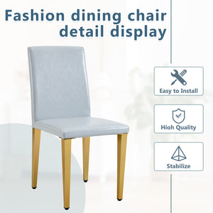 English Elm Four Linen-Cotton Dining Chairs with Sturdy Metal Legs, Breathable Upholstery, Sleek Minimalist Design Gold,Light Gray W1151P269059
