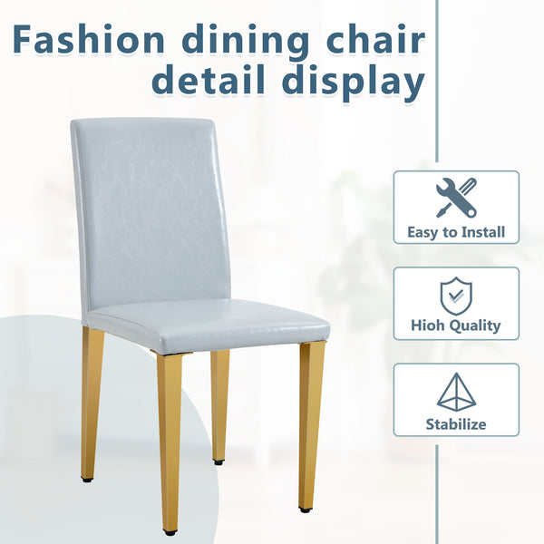 English Elm Four Linen-Cotton Dining Chairs with Sturdy Metal Legs, Breathable Upholstery, Sleek Minimalist Design Gold,Light Gray W1151P269059