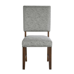 English Elm Walnut Franco Side Chairs Set of 2 — Walnut Veneer, Gray Textured Fabric Upholstery, Modern Rustic Dining B011P196956