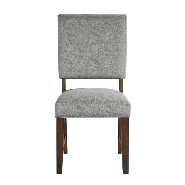 English Elm Walnut Franco Side Chairs Set of 2 — Walnut Veneer, Gray Textured Fabric Upholstery, Modern Rustic Dining B011P196956