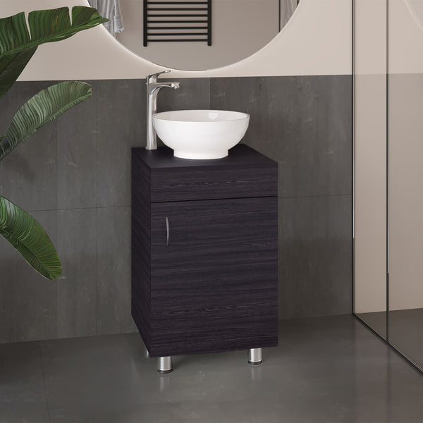 English Elm Bathroom Sleek Single-Door Vanity with Integrated Sink — Modern Minimalist Engineered Wood Storage, Durable & Eco-Friendly Black 28.35 L x 22.44 W x 11.42 H B097P296878