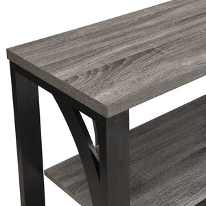 English Elm 3-Tier Industrial Console Table with Circular Frame Design, 70.87" Long Narrow Entry Shelf for Hallway Black+ Gray W2317P230086