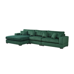 English Elm 148.03'' Mid Century Modern 4 Seat Sectional Sofa with Reversible Chaise for Living Room Green W876S00330