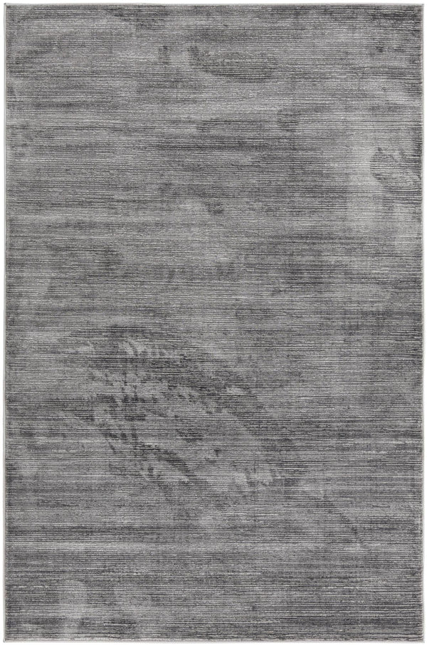 Unique Loom Finsbury Kate Machine Made Solid Rug Gray, Ivory 5' 3" x 8' 0"