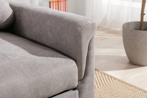 English Elm Francesca Woven Convertible Armchair Foam Pocket Coil Sleeper for Studio Spaces Gray B2749S00193