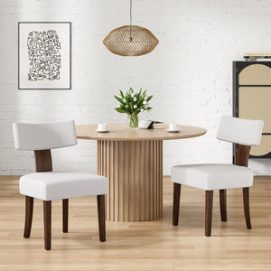 English Elm Upholstered Armless Dining Chairs Set of 2 Solid Hardwood Frame Curved Back Kitchen Beige,Walnut T3623P433674