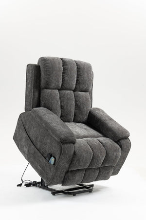 English Elm Oversized Power Lift Recliner with Heat Massage Lay Flat Design and Usb Charging Port Grey W547S00080