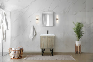 English Elm Rustic Acacia Bath Vanity 24" W With White Quartz Top & Gun Metal Faucet – Stylish Storage Solution! B2731P259591-GIGA