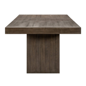 English Elm Contemporary Acacia Veneer Extendable Dining Set with Six Upholstered Gray Fabric Chairs B011S01603