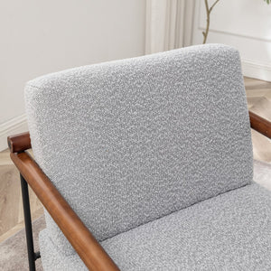 English Elm Modern Boucle Accent Armchair - Stylish Gray Upholstered Lounge Chair For Cozy Living Spaces T3903P372605