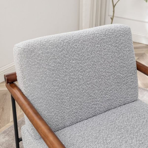 English Elm Modern Boucle Accent Armchair - Stylish Gray Upholstered Lounge Chair For Cozy Living Spaces T3903P372605