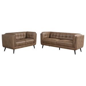 English Elm Maximillion Brown Mid-Century Modern 2-Piece Living Room Set With Luxe Upholstery & Stylish Design B062S01203