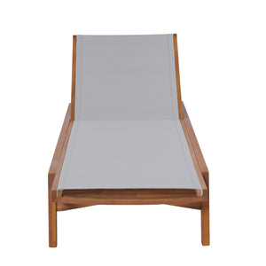 English Elm Christopher Knight Home® - OUTDOOR Chaise Lounge with Acacia Wood Frame and Breathable Mesh Seating for Durable Outdoor Comfort Grey,Natural 63.5 L x 31.25 W x 6 H N776P286344E