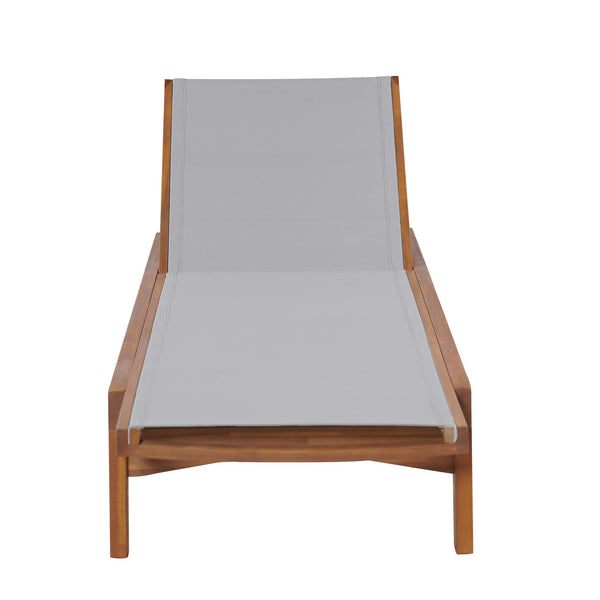 English Elm Christopher Knight Home® - OUTDOOR Chaise Lounge with Acacia Wood Frame and Breathable Mesh Seating for Durable Outdoor Comfort Grey,Natural 63.5 L x 31.25 W x 6 H N776P286344E
