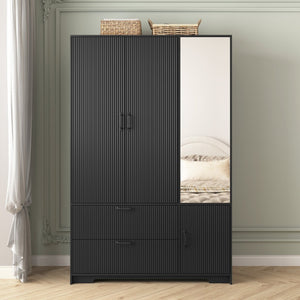 English Elm 8 Drawer Tall Chest Slim Particleboard Build Smooth Gliding Storage for Bedroom Closet Black W409S00010