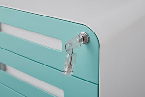 English Elm 3 Drawer Rolling Steel File Cabinet with Locking Drawers and Anti-tip Wheeled Base W1247P189967