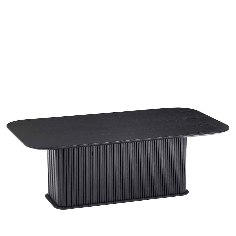 English Elm Coffee Oak Wood Coffee Table with Distressed Laminate Top and Sturdy Metal Frame for Modern Homes Black W820S00068
