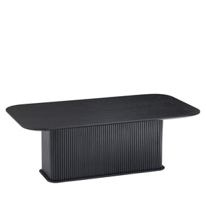 English Elm Coffee Oak Wood Coffee Table with Distressed Laminate Top and Sturdy Metal Frame for Modern Homes Black W820S00068