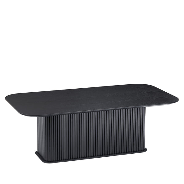 English Elm Coffee Oak Wood Coffee Table with Distressed Laminate Top and Sturdy Metal Frame for Modern Homes Black W820S00068