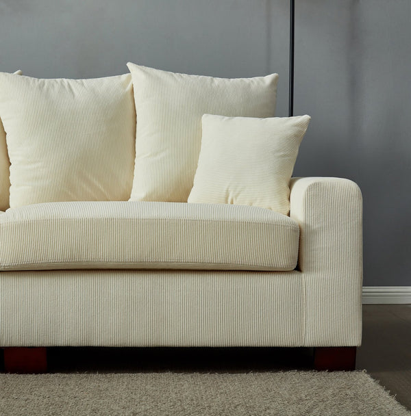 English Elm Modular Sectional Sofa with Corduroy Upholstery, 5-Seater Oversized Convertible L/U Shape, Cloud-Like Comfort and Easy Assembly Beige B205S00002